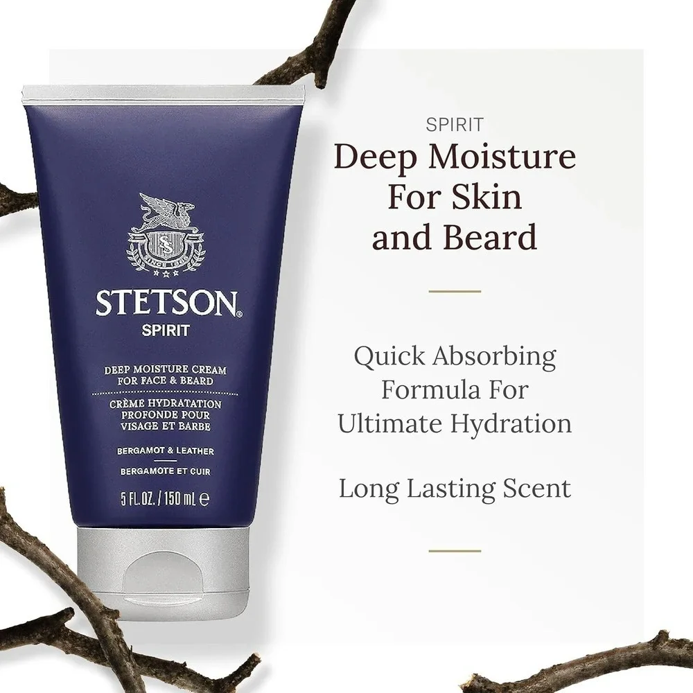 Stetson Spirit Deep Moisture Cream for Face & Beard 5 fl oz – 3 Tubes‎ Hydration